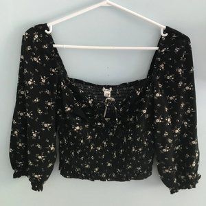 Garage Smocked Keyhole Blouse